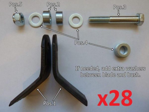 Y-blade set, flail mower, Iron Baltic